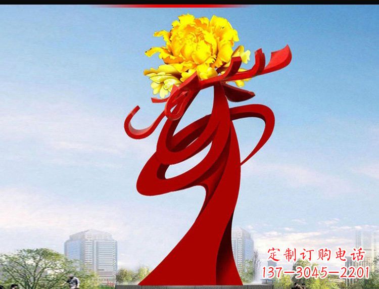 宁波不锈钢城市大型牡丹花雕塑设计图