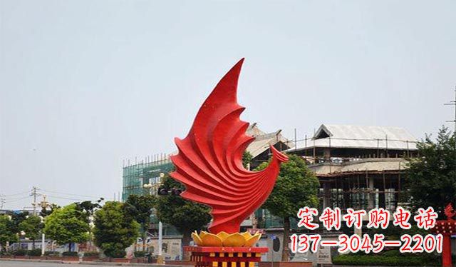 宁波不锈钢凤凰雕塑象征着城市繁荣