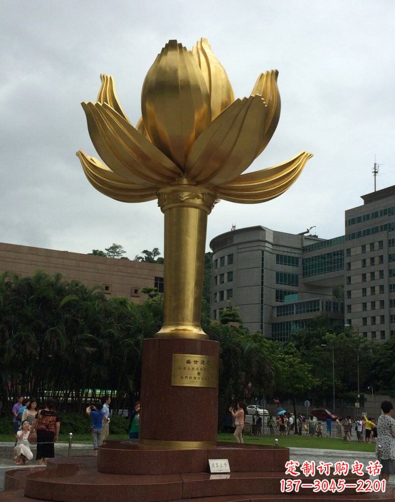 宁波不锈钢城市金色莲花雕塑璀璨夺目的大都市之花