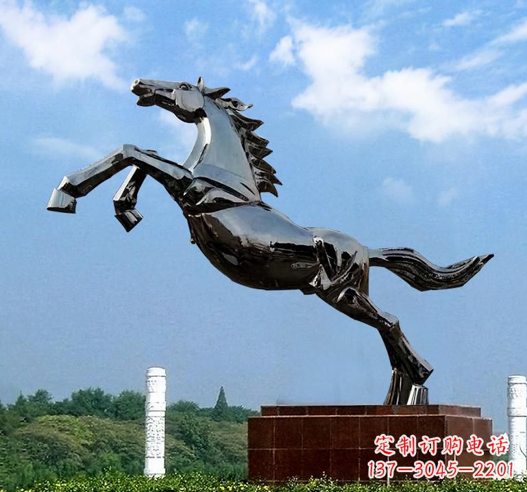 宁波不锈钢城市艺术奔马雕塑精美的艺术之作