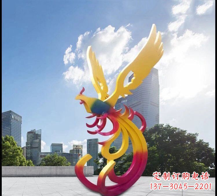 宁波绚丽多彩的不锈钢凤凰雕塑