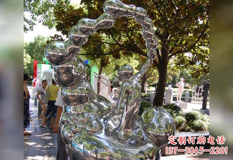 宁波不锈钢抽象吹泡泡的儿童雕塑