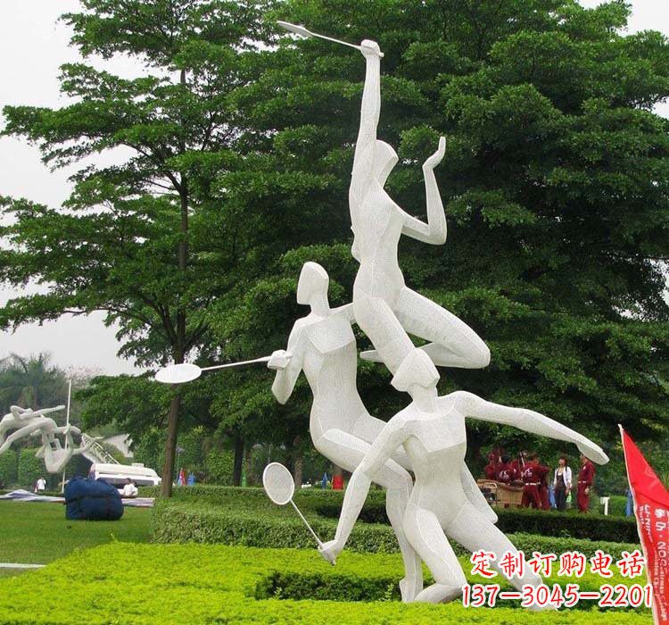 宁波不锈钢抽象打羽毛球人物运动雕塑