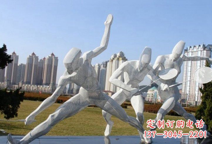 宁波不锈钢抽象打羽毛球人物雕塑
