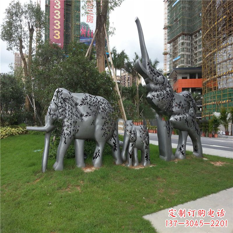 宁波不锈钢大象雕塑小区园林的精美装饰