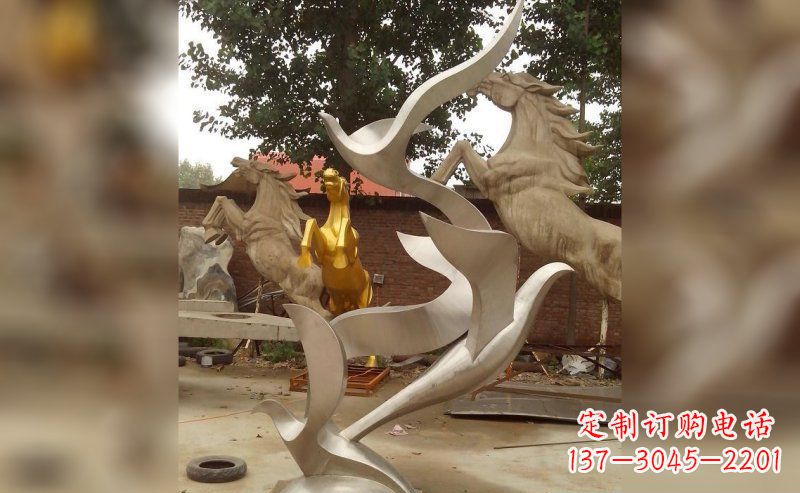 宁波不锈钢抽象大雁鸽子雕塑 (2)