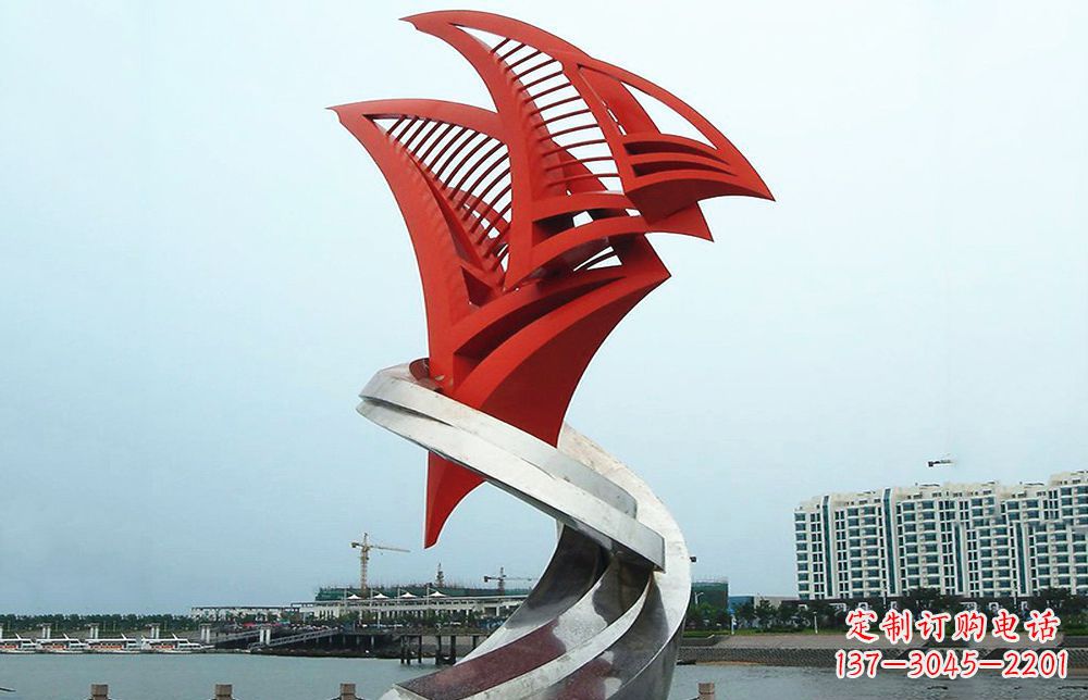 宁波不锈钢抽象帆船海边景观雕塑22