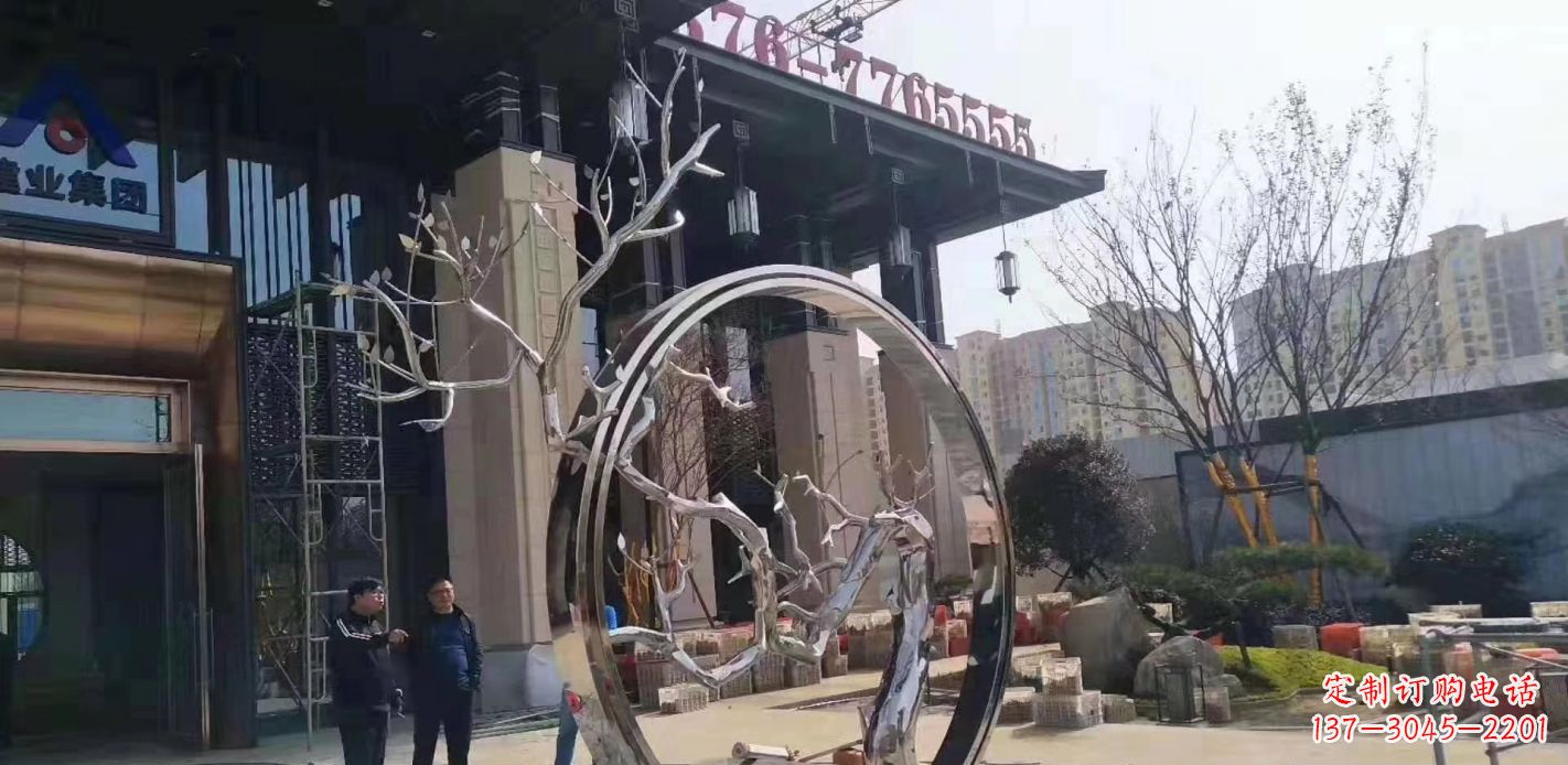 宁波不锈钢抽象镜面圆环雕塑