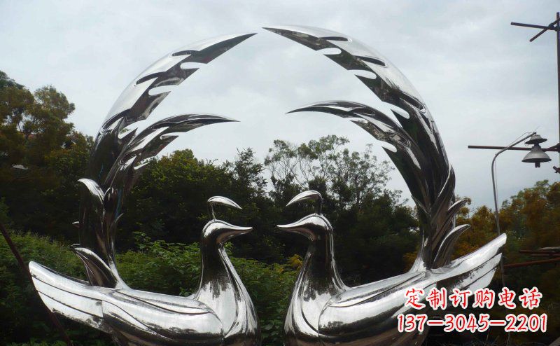 宁波不锈钢抽象孔雀公园动物雕塑