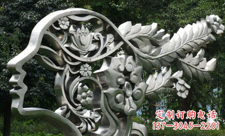 宁波不锈钢抽象美女头像雕塑
