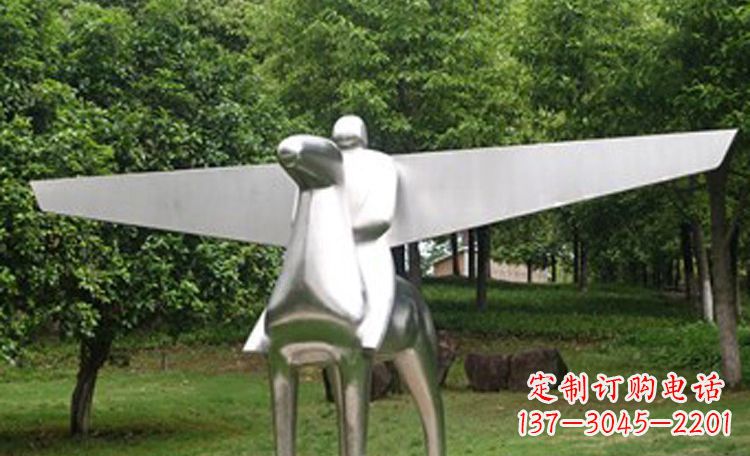 宁波不锈钢抽象骑飞马的人物雕塑