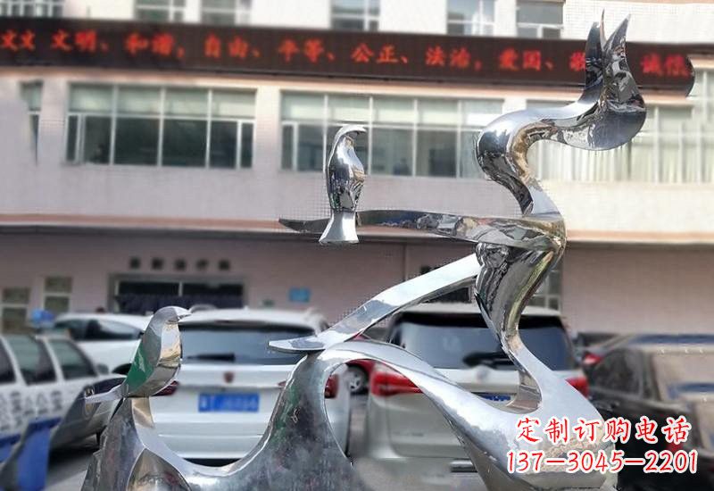 宁波不锈钢抽象人物和平鸽雕塑