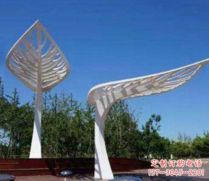 宁波精美不锈钢树叶雕塑
