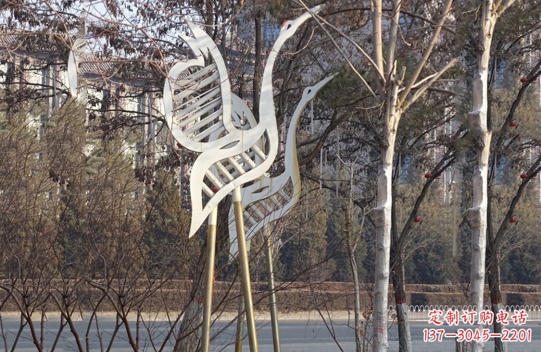 宁波不锈钢仙鹤雕塑精致的艺术之作