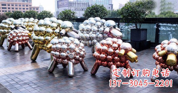 宁波不锈钢动物雕塑——小羊肖恩动物广场