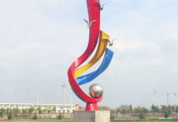 宁波不锈钢彩色海鸥海浪雕塑——美丽传承