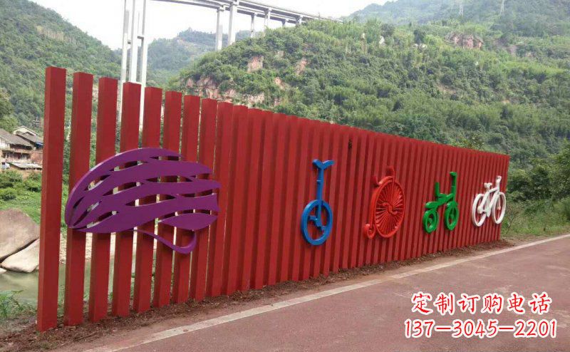 宁波不锈钢自行车雕塑点缀公园景观