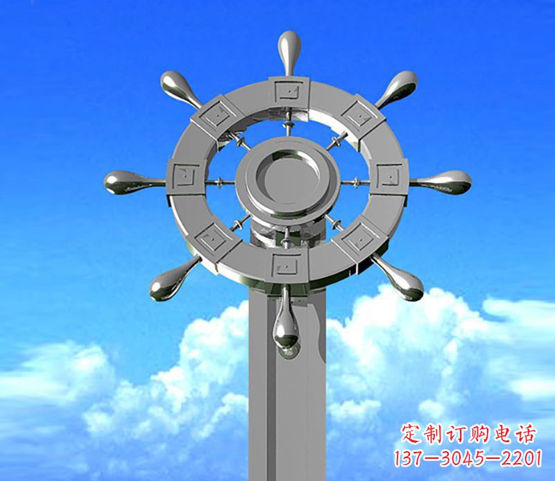 宁波不锈钢船舵雕塑