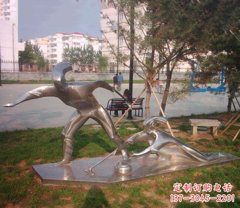 宁波不锈钢创意冰壶比赛雕塑