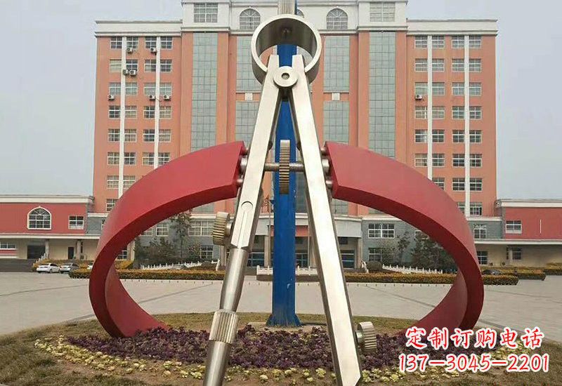 宁波不锈钢创意抽象圆规雕塑
