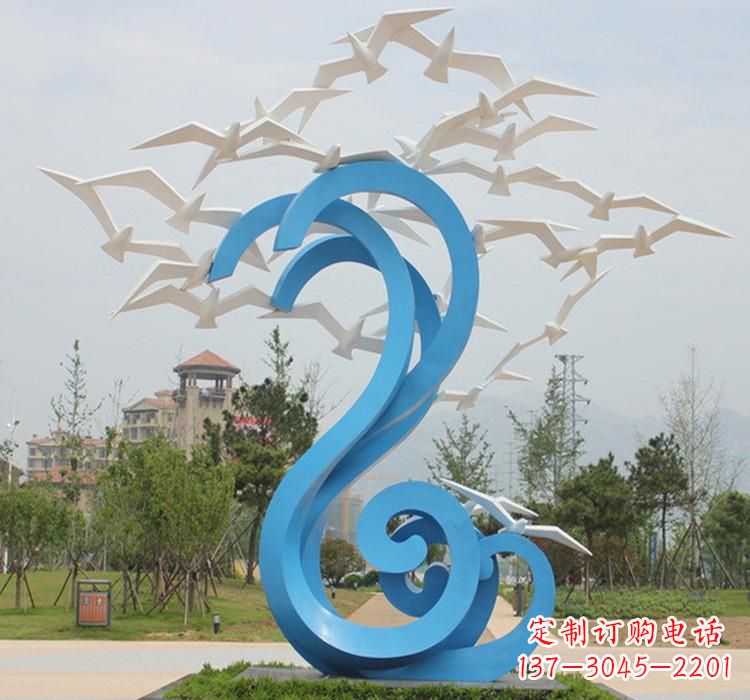 宁波新题目精美不锈钢大雁雕塑