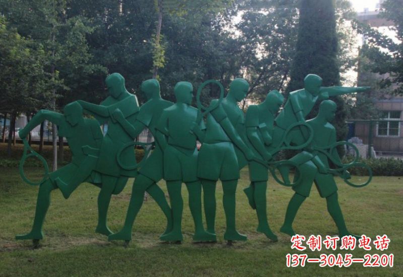 宁波不锈钢打羽毛球人物雕塑