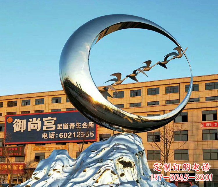 宁波不锈钢大雁雕塑精美的艺术之作
