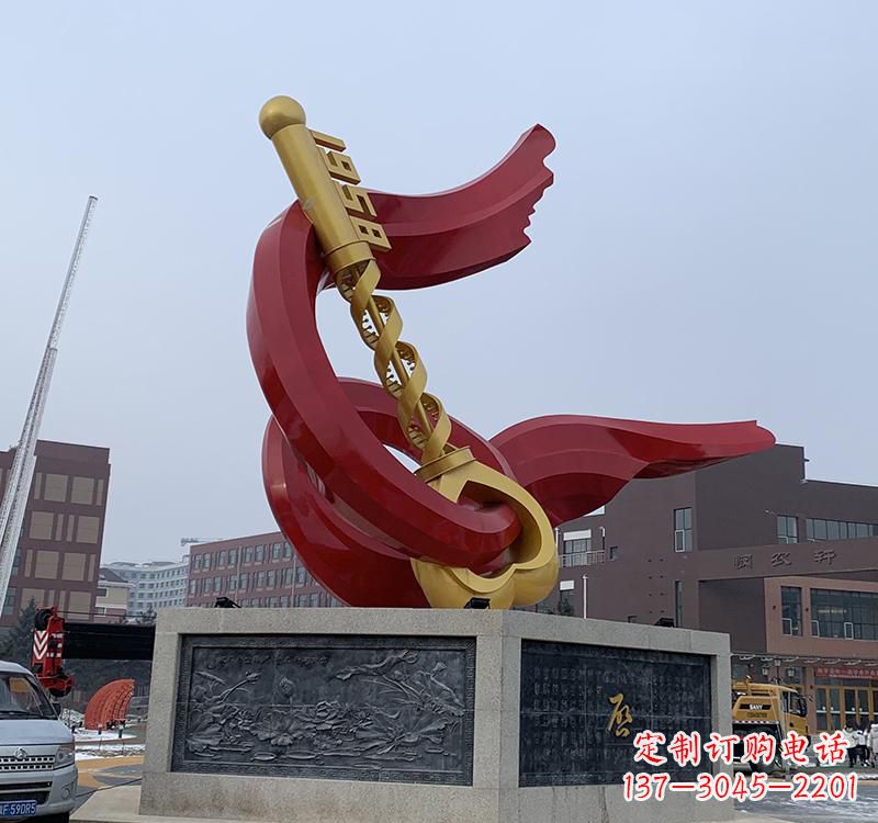 宁波不锈钢党旗雕塑传承共产主义精神