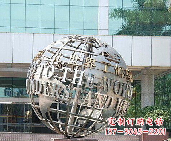 宁波把地球放在心中——不锈钢地球企业景观雕塑