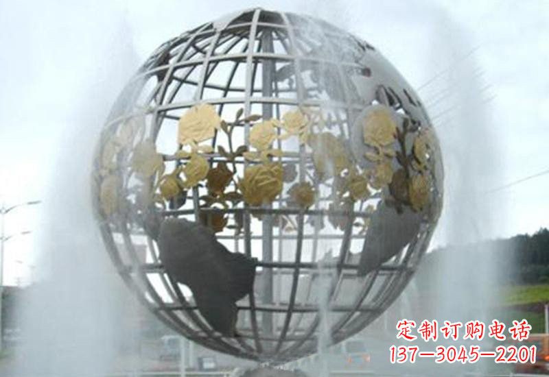 宁波不锈钢地球仪雕塑象征着地球家园