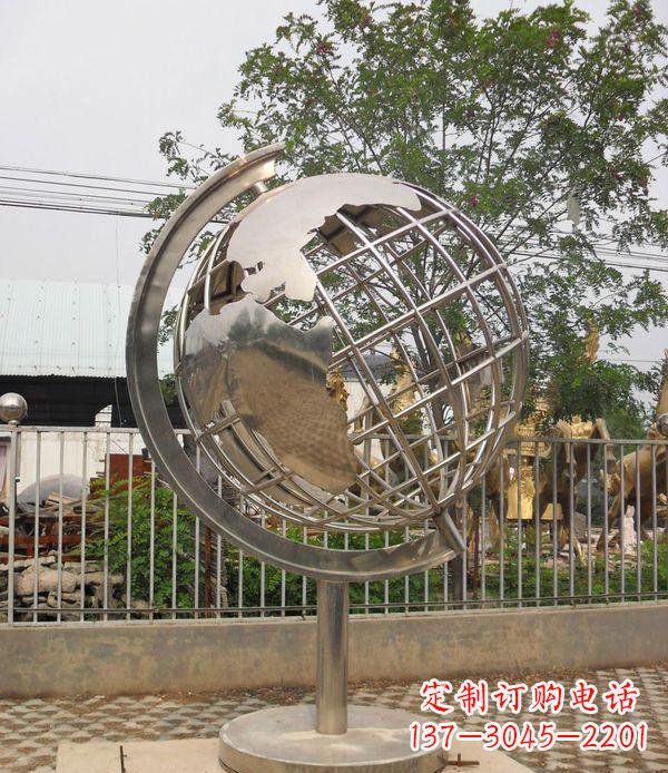 宁波精美不锈钢地球仪雕塑点缀校园美景