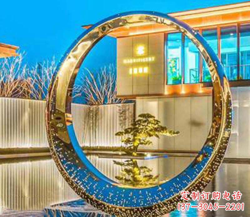 宁波精美不锈钢灯饰圆环雕塑