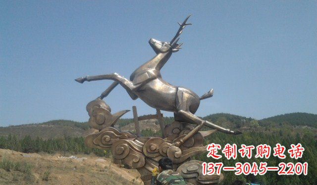 宁波不锈钢动物雕塑——飞奔的鹿