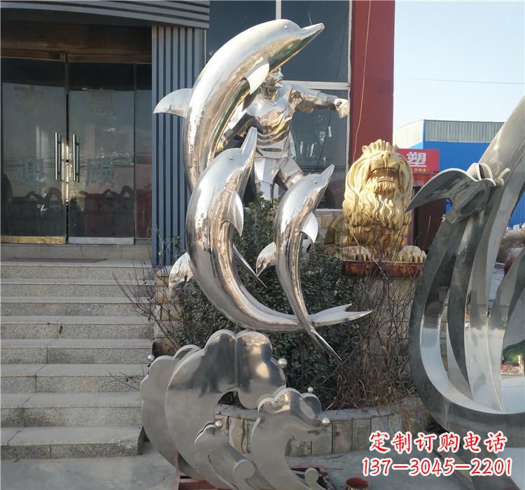 宁波不锈钢海豚雕塑——精美外观,传递环保理念