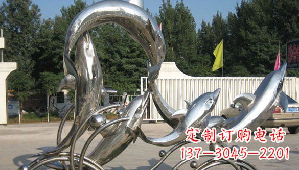 宁波不锈钢海豚雕塑精美雕刻展现海洋之美