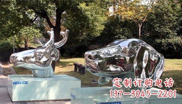 宁波动物十二生肖头像不锈钢雕塑
