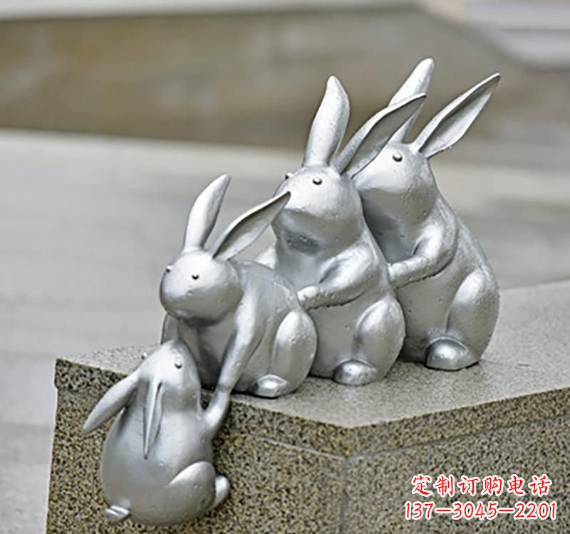 宁波不锈钢动物园林兔雕塑