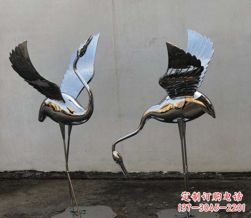 宁波不锈钢锻造仙鹤雕塑精美的艺术品