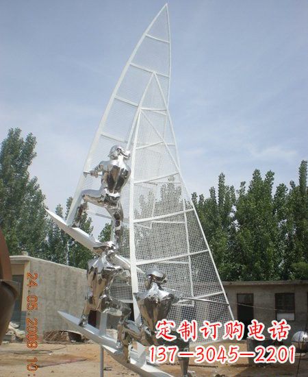宁波海上航行不锈钢帆船雕塑
