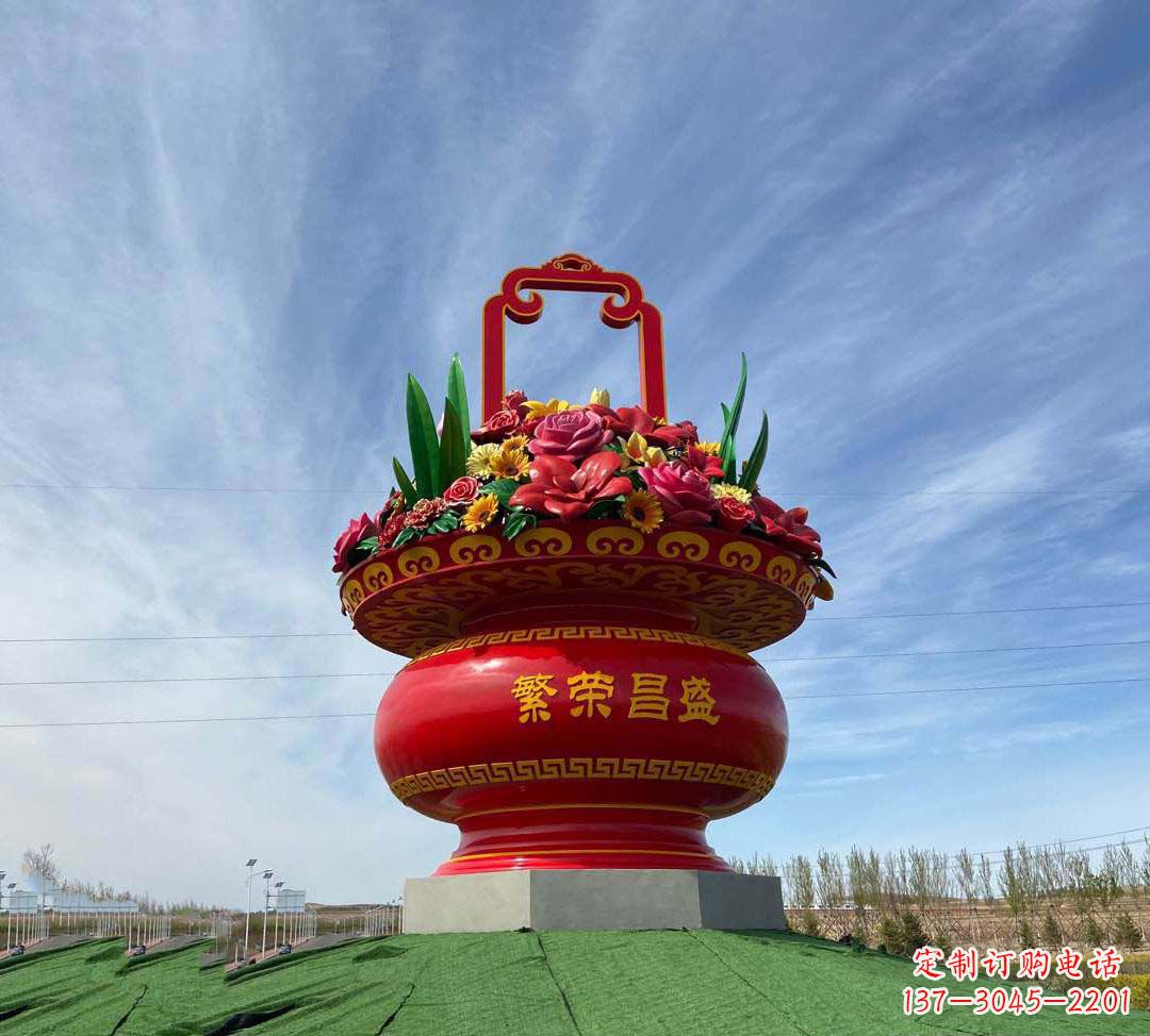 宁波不锈钢花篮雕塑象征繁荣昌盛