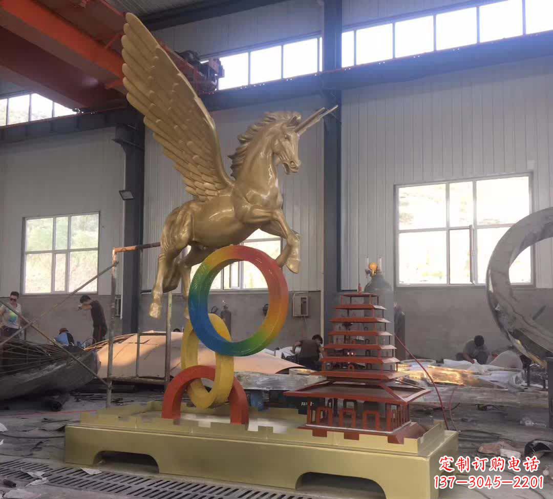 宁波不锈钢飞马踩圆圈雕塑