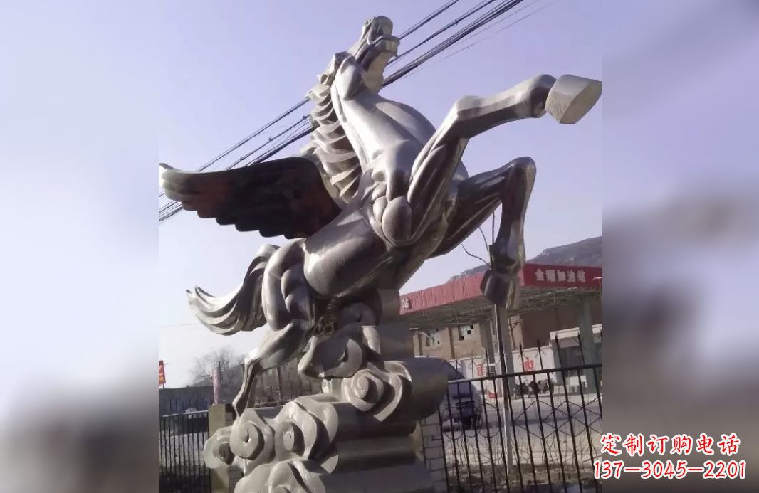宁波不锈钢飞马雕塑_2