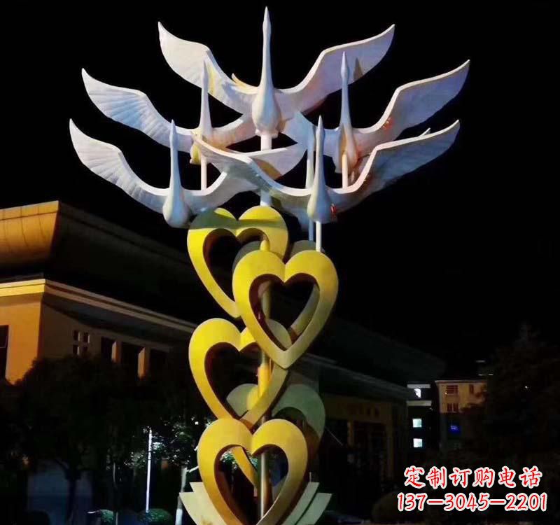 宁波不锈钢大雁雕塑象征着自由的翱翔