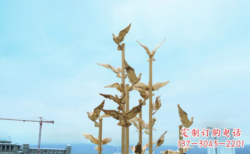 宁波不锈钢飞翔的鸽子雕塑传递自由、和平的美好祝愿
