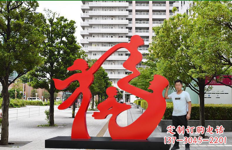 宁波不锈钢福字抽象人物雕塑