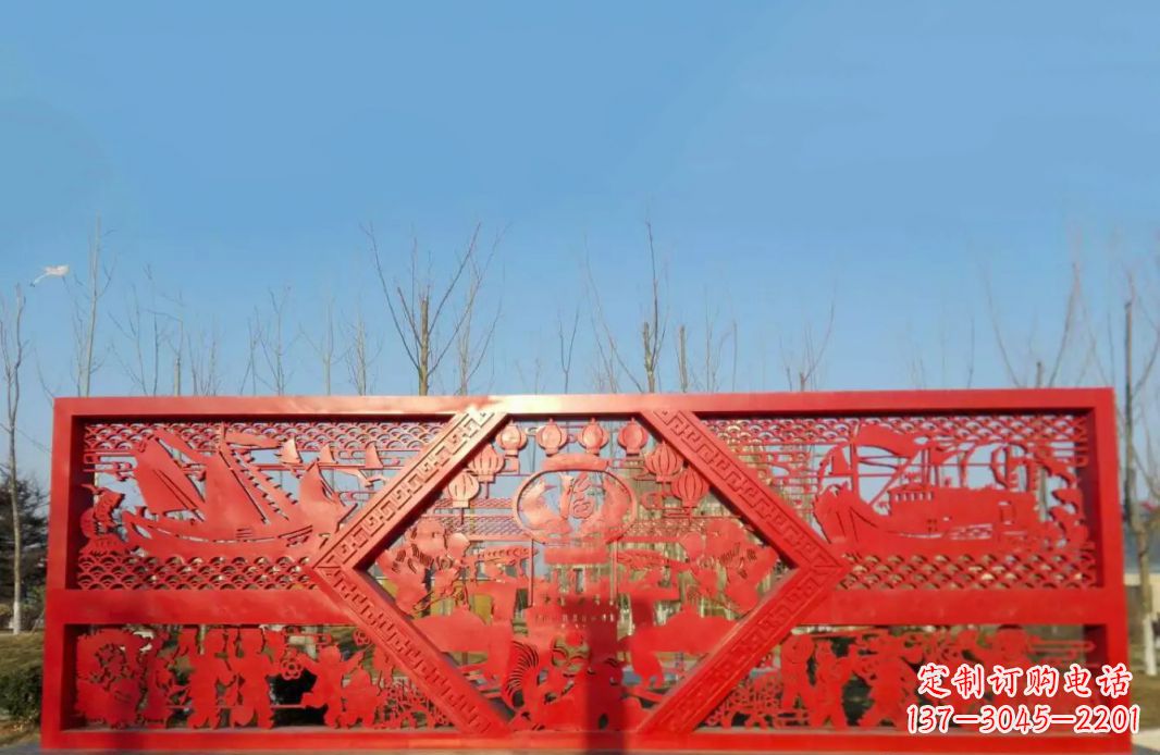 宁波不锈钢福字剪纸广场景观雕塑