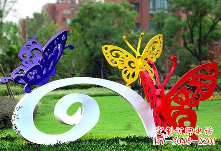 宁波彩色蝴蝶雕塑,点亮不锈钢公园