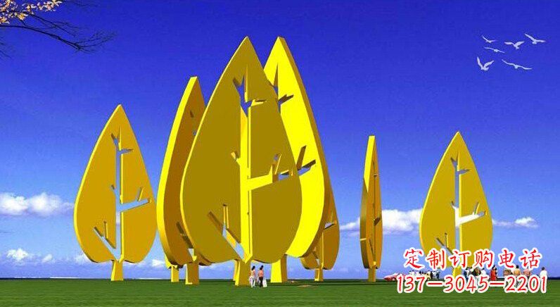 宁波不锈钢树叶雕塑美丽的艺术装点