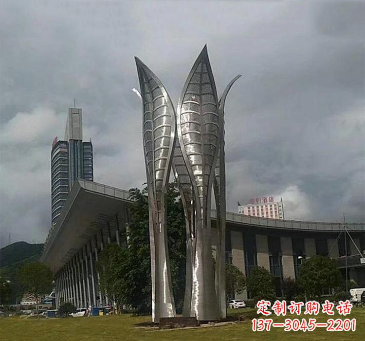 宁波不锈钢公园大型树叶雕塑精美绝伦