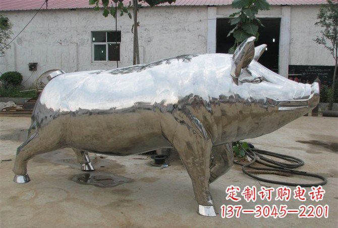 宁波不锈钢公园动物猪雕塑精美雕塑展现完美美学